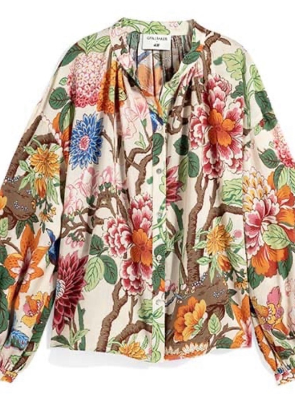 GP&J Baker for H&M Floral Button-Front Blouse in Cream Multicolor